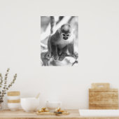 黒と白のリスのサルの野生動物 ポスター (キッチン)