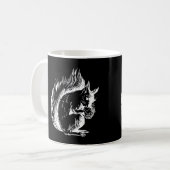 黒と白のリスアート コーヒーマグカップ (正面左)