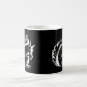 黒と白のリスアート コーヒーマグカップ (中央)