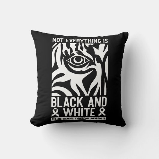 黒と白のリボンのEhlers Danlos Zebra Rheumat クッション (正面)