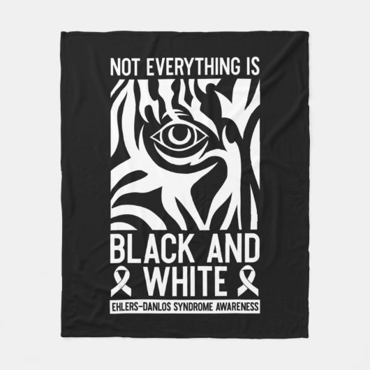 黒と白のリボンのEhlers Danlos Zebra Rheumat フリースブランケット (正面)