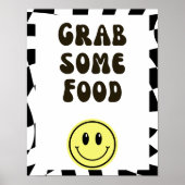 黒と白のレトロいくつかの食品の看板をつかむ ポスター (正面)