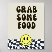 黒と白のレトロいくつかの食品の看板をつかむ ポスター (正面)