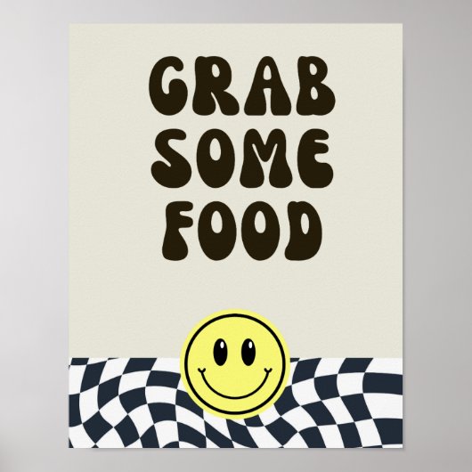 黒と白のレトロいくつかの食品の看板をつかむ ポスター (正面)