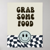 黒と白のレトロいくつかの食品の看板をつかむ ポスター (正面)