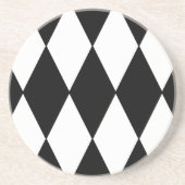 黒と白のレトロのひし形市松模様にパターン コースター (正面)