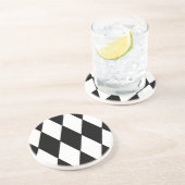 黒と白のレトロのひし形市松模様にパターン コースター (側面)