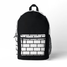 黒と白のレンガ壁の都市型バックパック