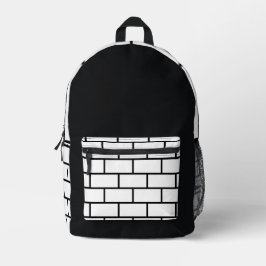 黒と白のレンガ壁の都市型バックパック プリントバックパック