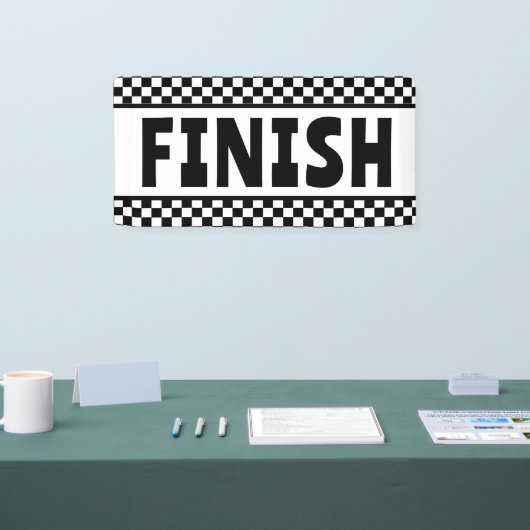 黒と白のレーシング仕上げラインバナー 横断幕 (トレードショー)