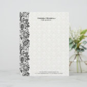 黒と白のレースとダマスク レターヘッド (スタンド正面)