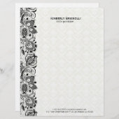 黒と白のレースとダマスク レターヘッド (正面/裏面)