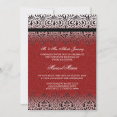 黒と白のレースのシルバー色の15歳の誕生日ドレス 招待状 (裏面)