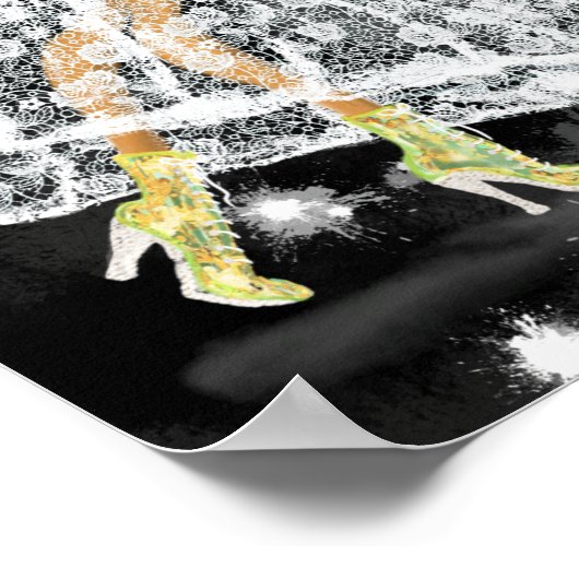 黒と白のレースドレスを着モダンた2人の女性 ポスター (角)