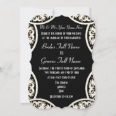 黒と白のレースペーパーカットダマスクウェディング 招待状 (裏面)