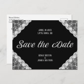 黒と白のレース日付を保存 ポストカード (正面/裏面)