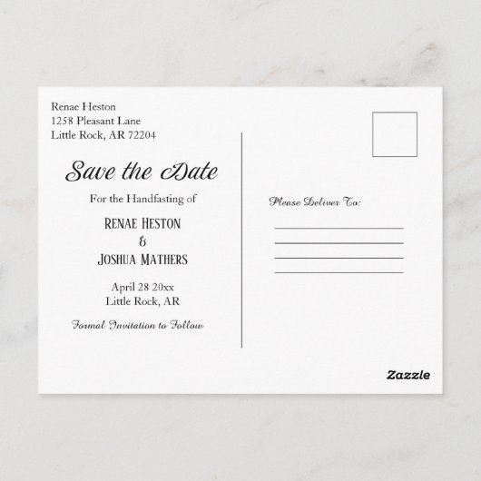 黒と白のレース日付を保存 ポストカード (裏面)