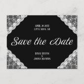 黒と白のレース日付を保存 ポストカード (正面)