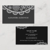 黒と白のレース華美パターン 名刺 (正面/裏面)