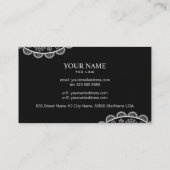 黒と白のレース華美パターン 名刺 (裏面)