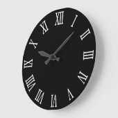 黒と白のロはっきりしたーマン数字 ラージ壁時計 (傾斜)