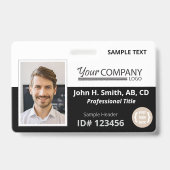 黒と白のロゴエントリの従業員の写真ID バッジ (正面)