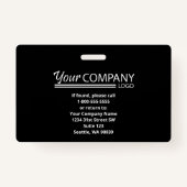 黒と白のロゴエントリの従業員の写真ID バッジ (裏面)