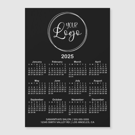 黒と白のロゴ2025磁気カレンダー (正面)