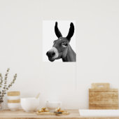 黒と白のロバおもしろいのペカブー動物の写真 ポスター (キッチン)