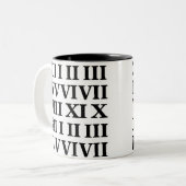 黒と白のローマ数字 ツートーンマグカップ (正面左)