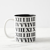 黒と白のローマ数字 ツートーンマグカップ (左)