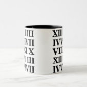 黒と白のローマ数字 ツートーンマグカップ (中央)