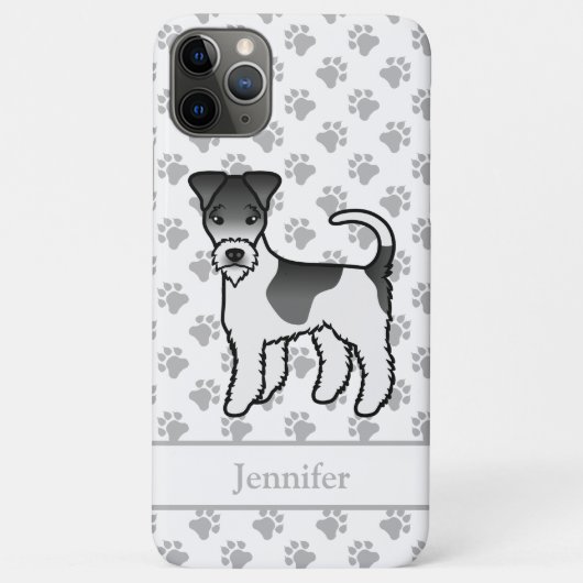 黒と白のワイヤーフォックステリア かわいい犬と名前 Case-Mate iPhoneケース (裏面)