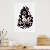 黒と白のワインのバッカスの神スケッチ ポスター (キッチン)