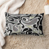 黒と白のワッキーレトロスワール長方形バージョン ランバークッション (ブランケット)