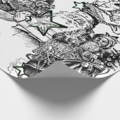 黒と白のヴィンテージサンタクリスマスラッピング ラッピングペーパー (角)