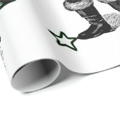 黒と白のヴィンテージサンタクリスマスラッピング ラッピングペーパー (ロールコーナー)