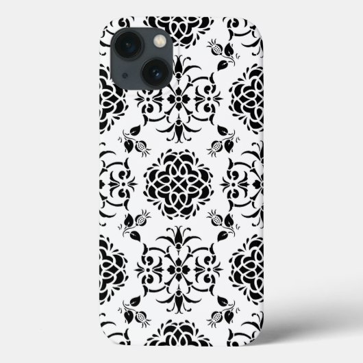 黒と白のヴィンテージスタイルのダマスク柄 Case-Mate iPhoneケース (裏面)