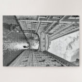 黒と白のヴェネツィアのSighsの橋/ゴンドラ ジグソーパズル (横)