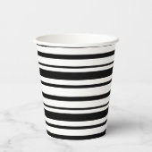 黒と白の不均一なストライプ 紙コップ (裏面)