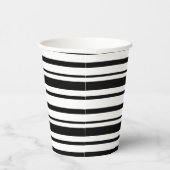 黒と白の不均一なストライプ 紙コップ (右)