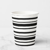 黒と白の不均一なストライプ 紙コップ (正面)