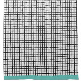 黒と白の丸い格子縞のパターン シャワーカーテン (正面)