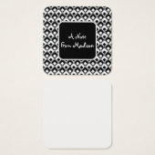 黒と白の丸ファンキーい正方形パターンの注記 (正面&裏面)