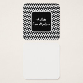 黒と白の丸ファンキーい正方形パターンの注記