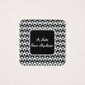 黒と白の丸ファンキーい正方形パターンの注記 (正面)