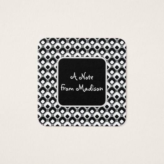 黒と白の丸ファンキーい正方形パターンの注記 (正面)