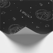 黒と白の乙女座の星座パターン ラッピングペーパー (角)