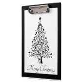 黒と白の二重のミニマルクリスマスツリー クリップボード (左)