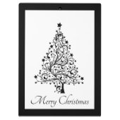 黒と白の二重のミニマルクリスマスツリー クリップボード (裏面)